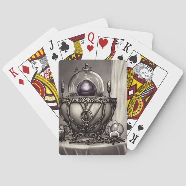 Silvery Verziert Cauldron mit Lila Kristallball Spielkarten (Rückseite)