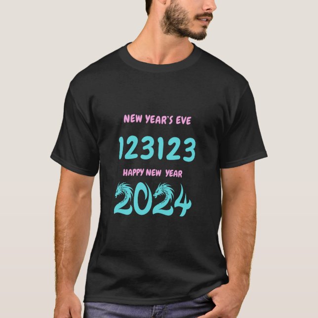 Silvester 123123 Frohes neues Jahr 2024 T-Shirt (Vorderseite)