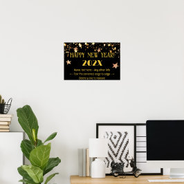 Silvester 18 x 12 Black & Gold Poster