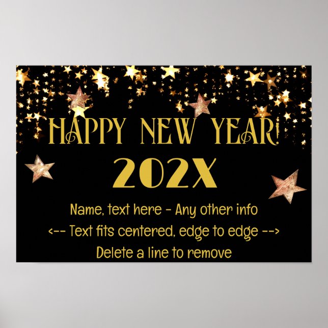 Silvester 18 x 12 Black & Gold Poster (Vorne)
