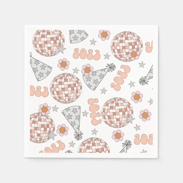 Silvester 2023 Retro Disco Ball Serviette (Vorderseite)