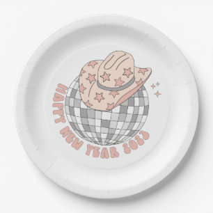Silvester 2023 Retro-Disco-Cowboy-Papierteller Pappteller
