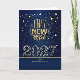 Silvester 2024 - Blau und Gold mit Namen Feiertagskarte