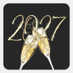 Silvester 2027 Funken Quadratischer Aufkleber