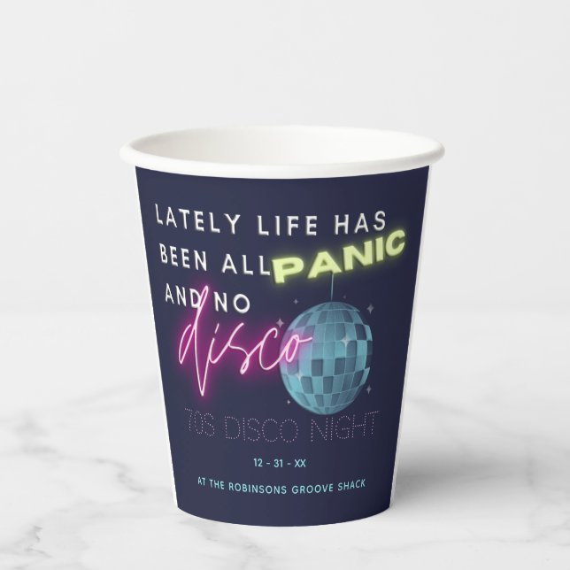 Silvester 70er Party Paper Cups Pappbecher (Vorderseite)