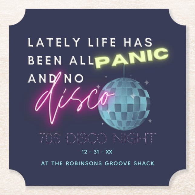 Silvester 70er Party Untersetzer (Vorderseite)