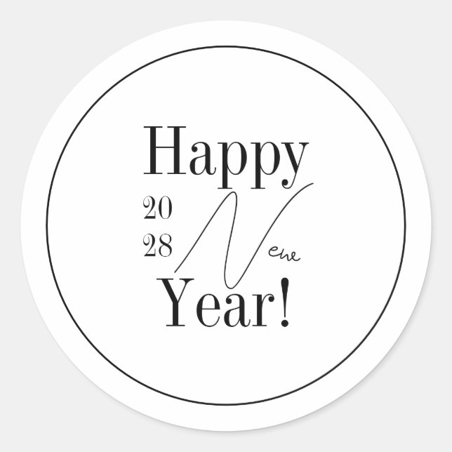 Silvester-Black-and-White-Party Runder Aufkleber (Vorderseite)