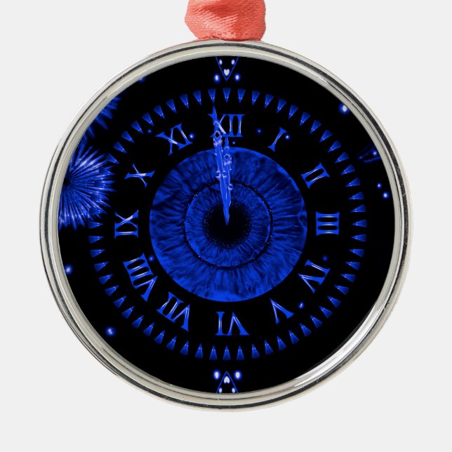Silvester Blue Iris Clock Metal Ornament (Vorne)