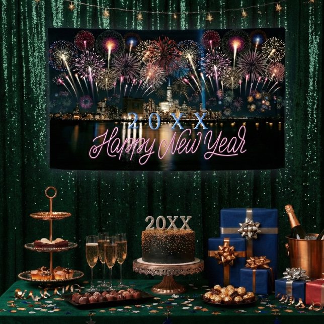 Silvester Brauchtum Jahresfeuerwerk Stadt Skyline Banner (Von Creator hochgeladen)