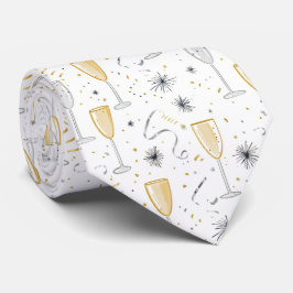 Silvester Champagner Feuerwerk Weißer Blac Gold Krawatte