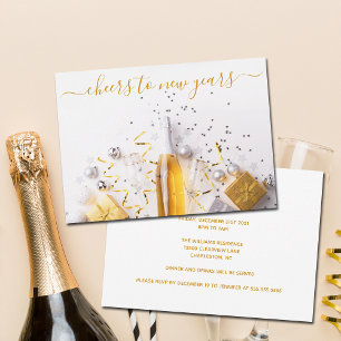 Silvester Chic Gold Champagner Girlanden Party Einladung