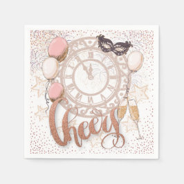 Silvester Clock Cheers Elegantes Skript Serviette