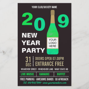 Silvester-Club-/Gesellschafts-Party mit Logo und F Flyer