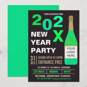 Silvester-Club-/Gesellschaftsparty mit Logo-Einlad Einladung
