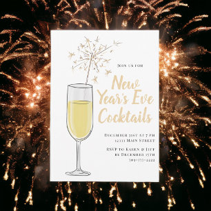 Silvester Cocktail Party Champagner Einladung