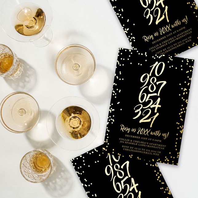 Silvester Confetti Countdown Folien Feiertagskarte (Von Creator hochgeladen)