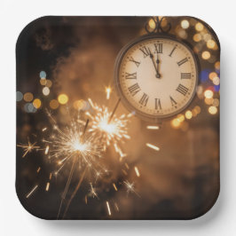 Silvester Countdown mit Wunderkerzen Pappteller