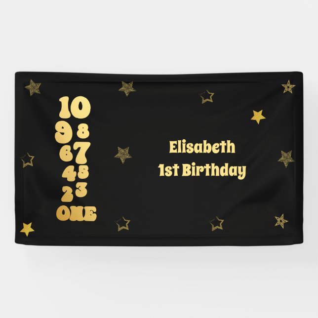 Silvester Countdown zum ersten Geburtstag Banner (Horizontal)