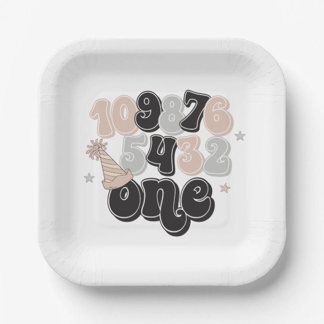 Silvester Countdown zum ersten Geburtstag Pappteller (Vorderseite)