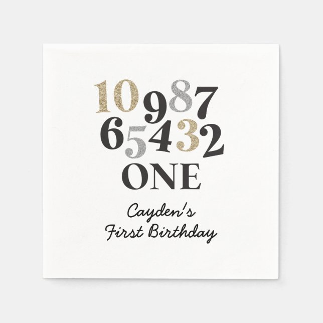Silvester Countdown zum ersten Geburtstag Serviette (Vorderseite)