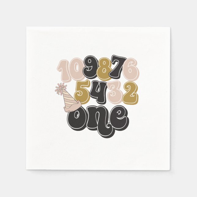 Silvester Countdown zum ersten Geburtstag Serviette (Vorderseite)