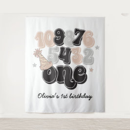 Silvester Countdown zum ersten Geburtstag Wandteppich