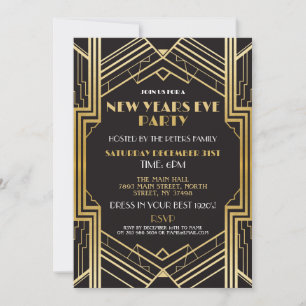 Silvester der 1920er Jahre laden Gatsby Party Gold Einladung