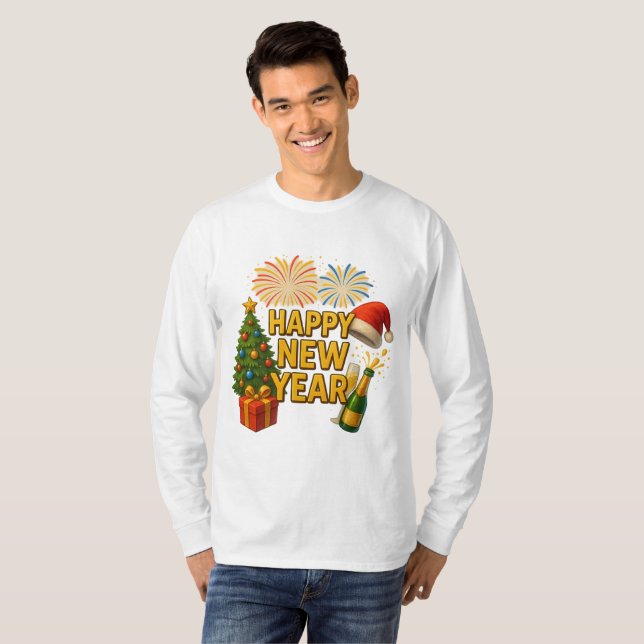 Silvester-Feier-Sticker  T-Shirt (Vorne ganz)