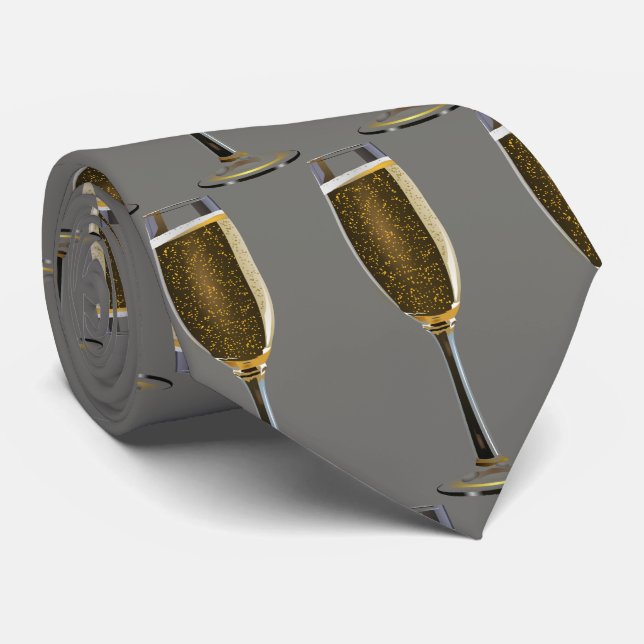 Silvester feiert Champagner-Party Grau Krawatte (Gerollt)