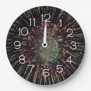 Silvester-Feuerwerk um Mitternacht Pappteller