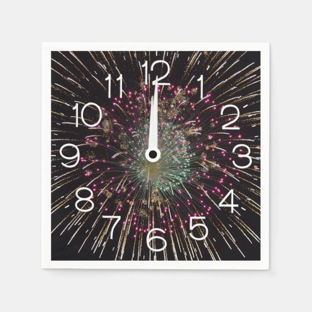 Silvester-Feuerwerk um Mitternacht Serviette (Vorderseite)