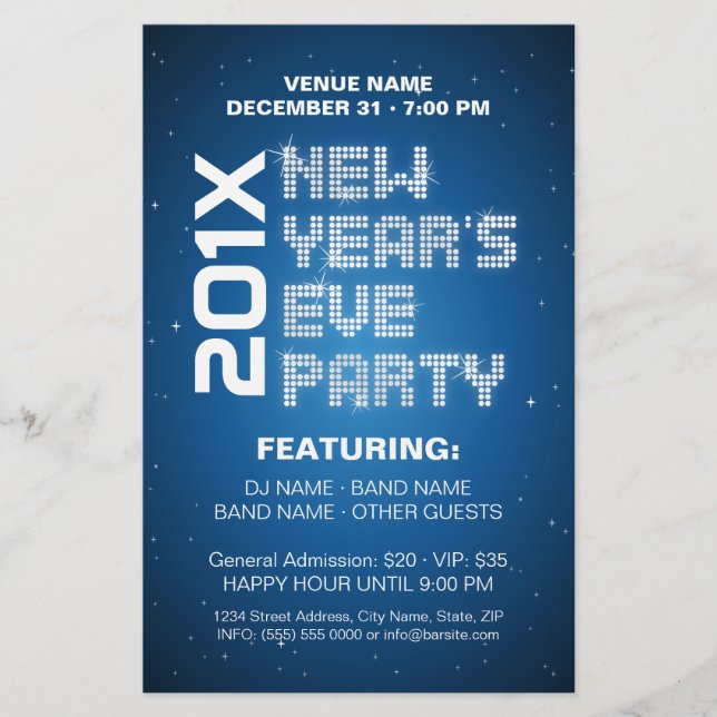 Silvester Glitzern Party Flyer (Vorne)