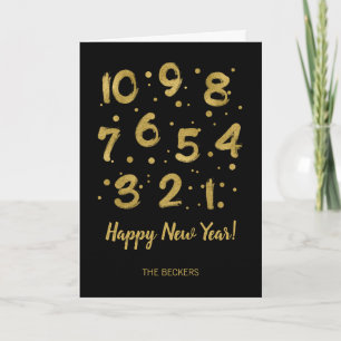 Silvester-Gold-Countdown Neujahrs-Grußkarte Feiertagskarte