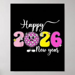 Silvester Hallo 2026 Frohes Neues Jahr 2026 Disco Poster