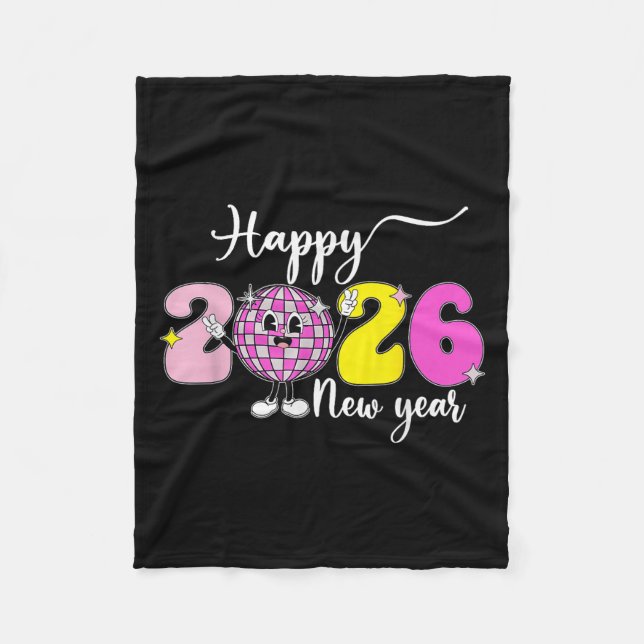 Silvester Hello 2026 Fappy New Year 2026 Disco Fleecedecke (Vorderseite)