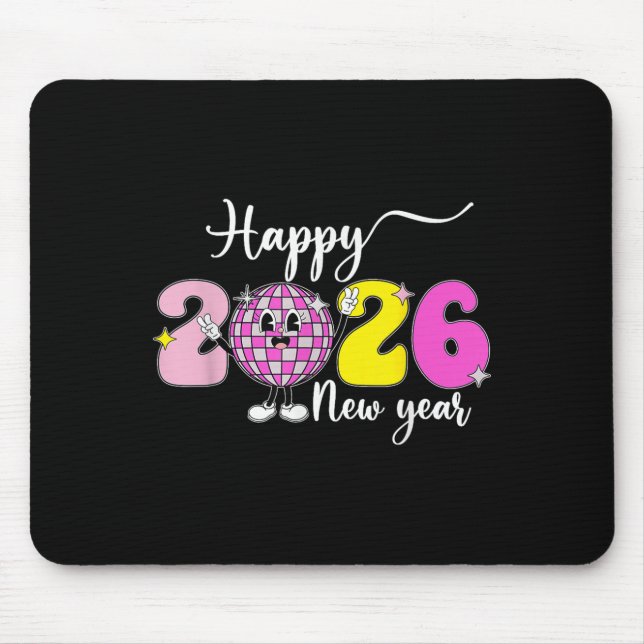 Silvester Hello 2026 Fappy New Year 2026 Disco Mousepad (Vorne)
