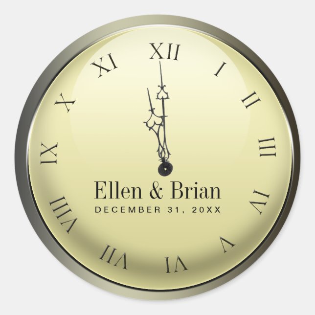 Silvester Hochzeitsticker Runder Aufkleber (Vorderseite)