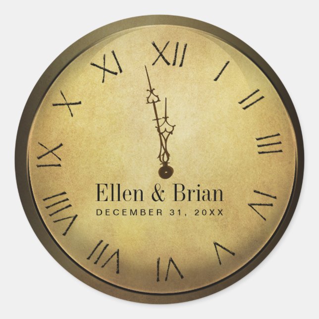 Silvester Hochzeitsticker Runder Aufkleber (Vorderseite)