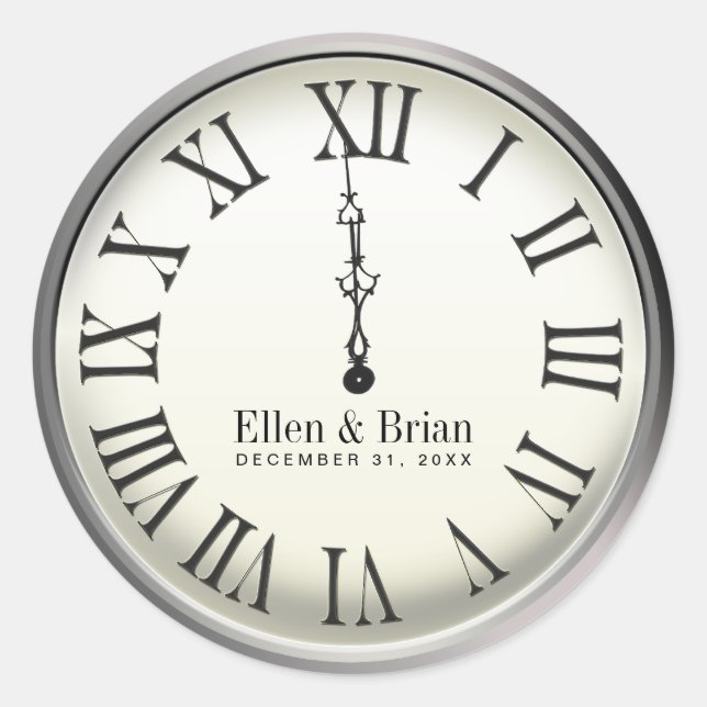 Silvester Hochzeitsticker Runder Aufkleber (Vorderseite)