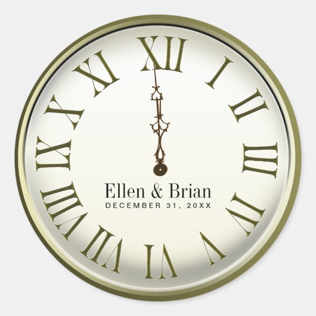 Silvester Hochzeitsticker Runder Aufkleber (Vorderseite)