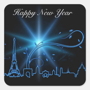 Silvester in Paris Quadratischer Aufkleber