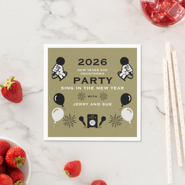 Silvester Karaoke Countdown Serviette (Beispiel)