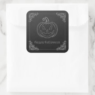 Silvester-Kürbis-Halloween Quadratischer Aufkleber
