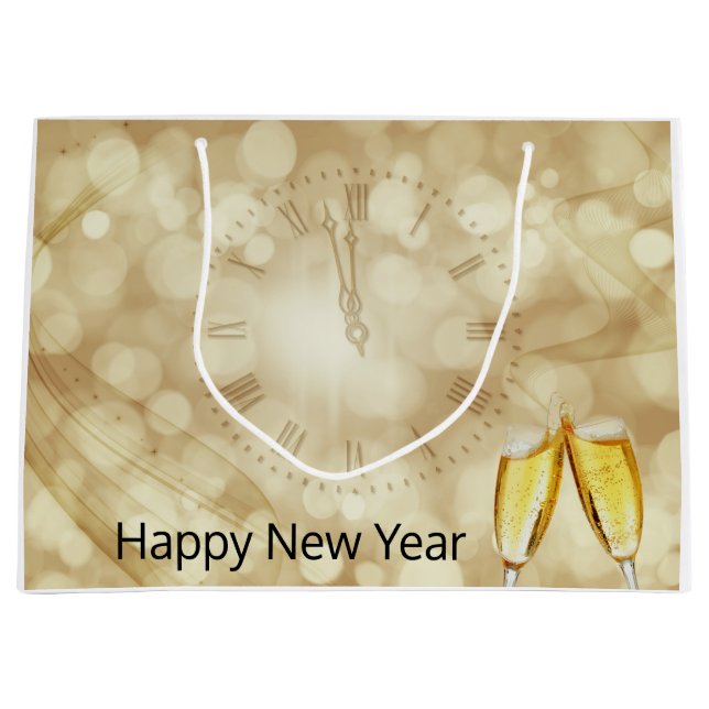 Silvester mit Champagnergläsern  Große Geschenktüte (Vorderseite)