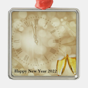 Silvester mit Champagnergläsern  Ornament Aus Metall