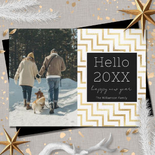 Silvester Modern Schwarz Gold Chevron Foto Feiertagskarte