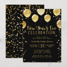 Silvester Party Black & Gold Ballon Confetti