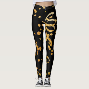 Silvester Party Black Gold Confetti Leggings
