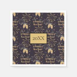 Silvester Party Champagne Feuerwerk Serviette