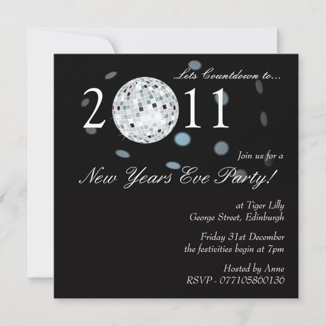 Silvester Party Diskothek Ball Einladung (Vorderseite)